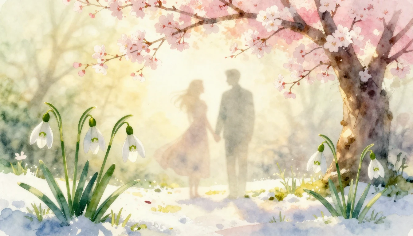 A romantic and ethereal composition symbolizing the arrival ...