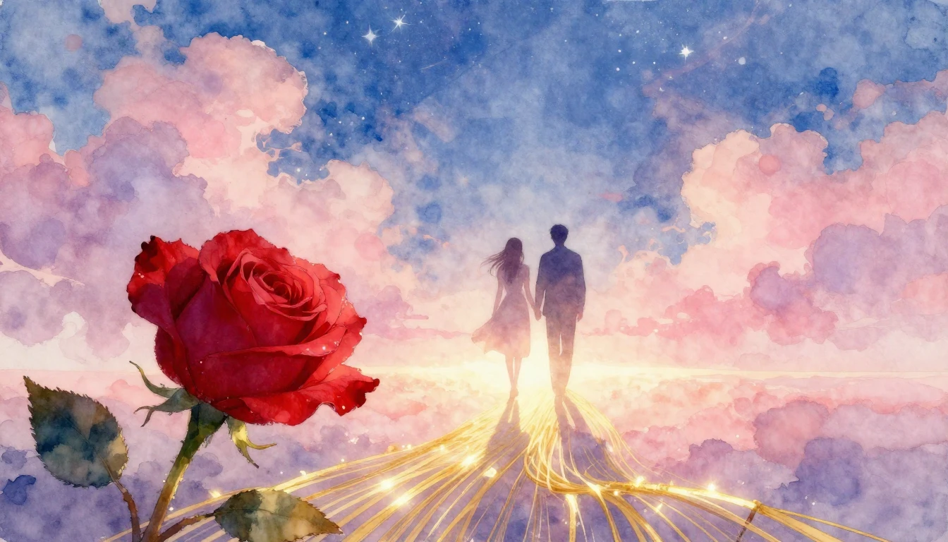 A romantic and ethereal watercolor painting representing the...