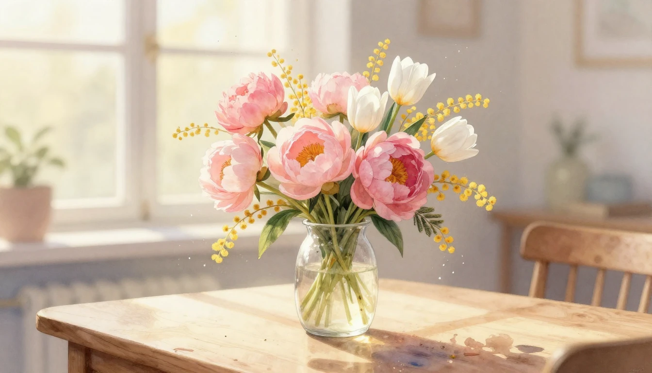 A delicate watercolor painting capturing the essence of spri...