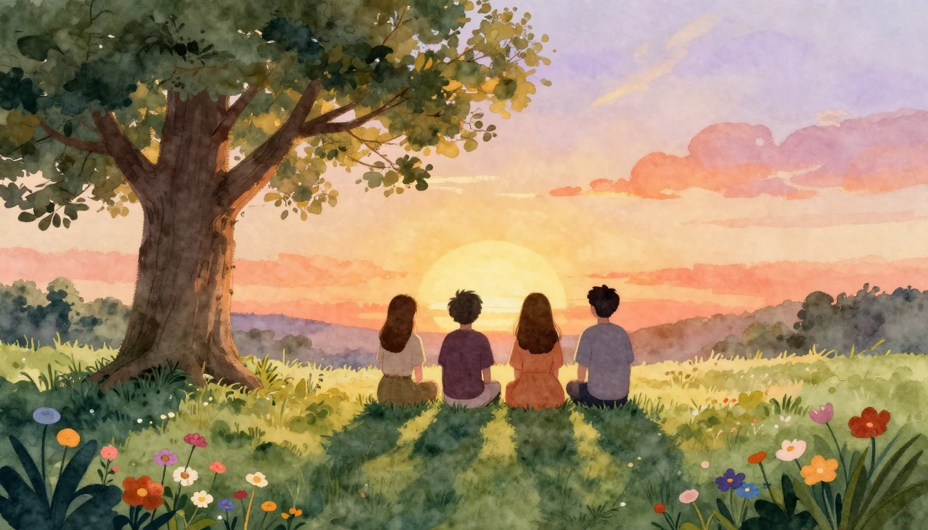 A heartwarming watercolor illustration symbolizing eternal f...