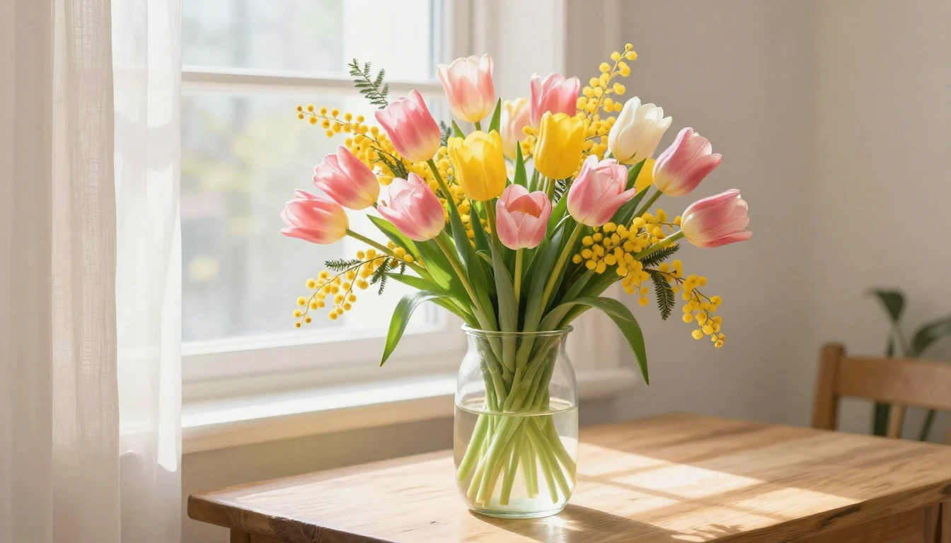 A beautiful, soft composition symbolizing Women's Day. A lus...