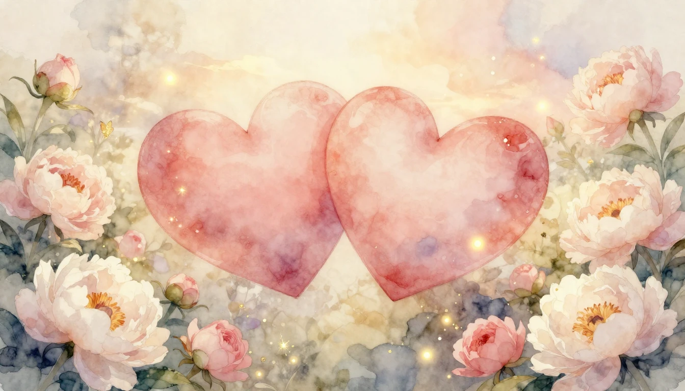 A dreamy and romantic watercolor illustration of two intertw...