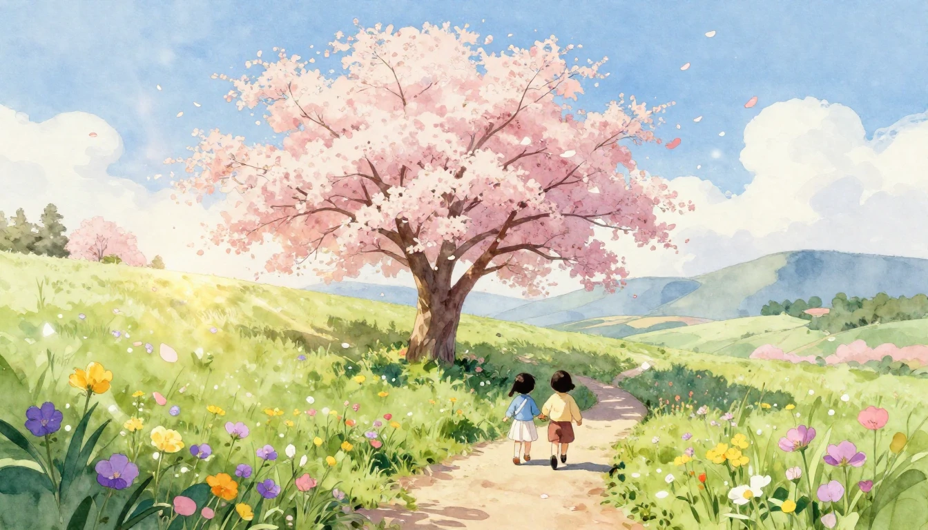 A soft, pastel-colored watercolor painting depicting the arr...