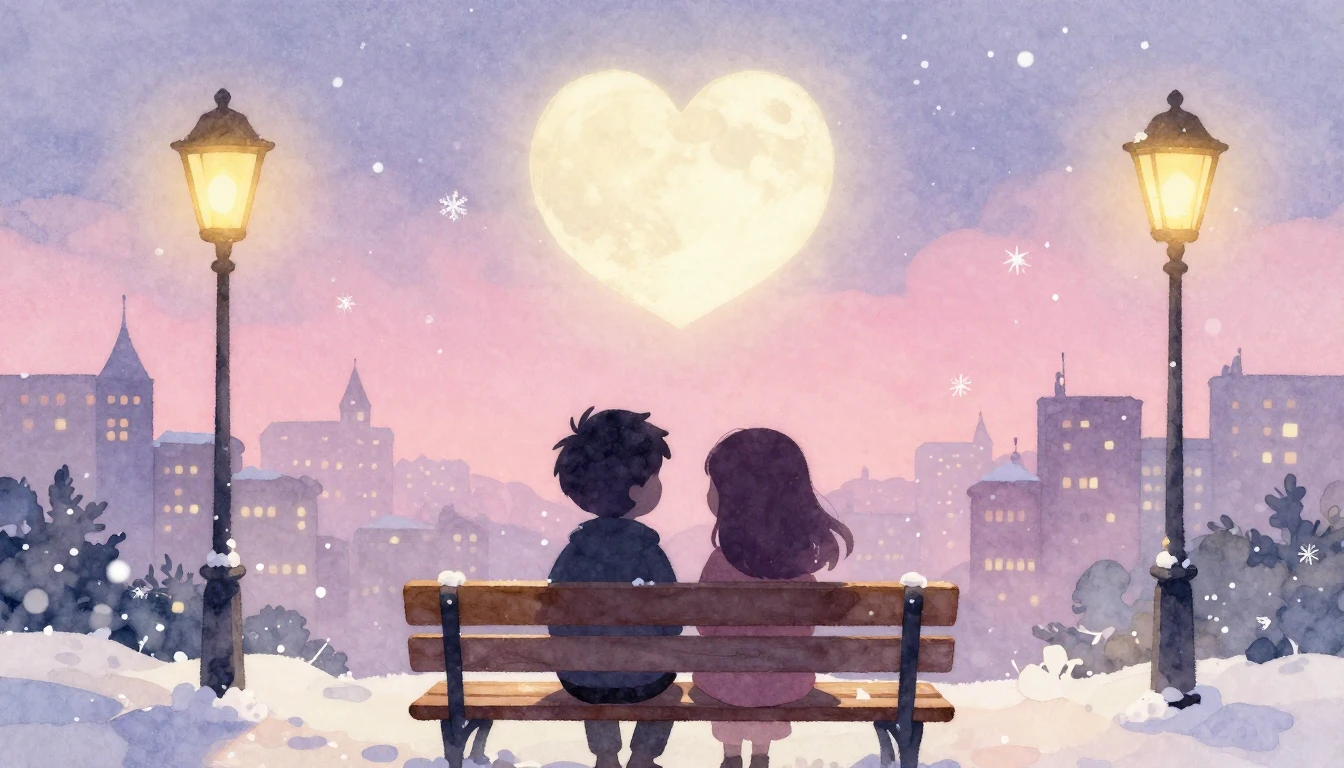 A romantic and cozy illustration in soft watercolor style. T...