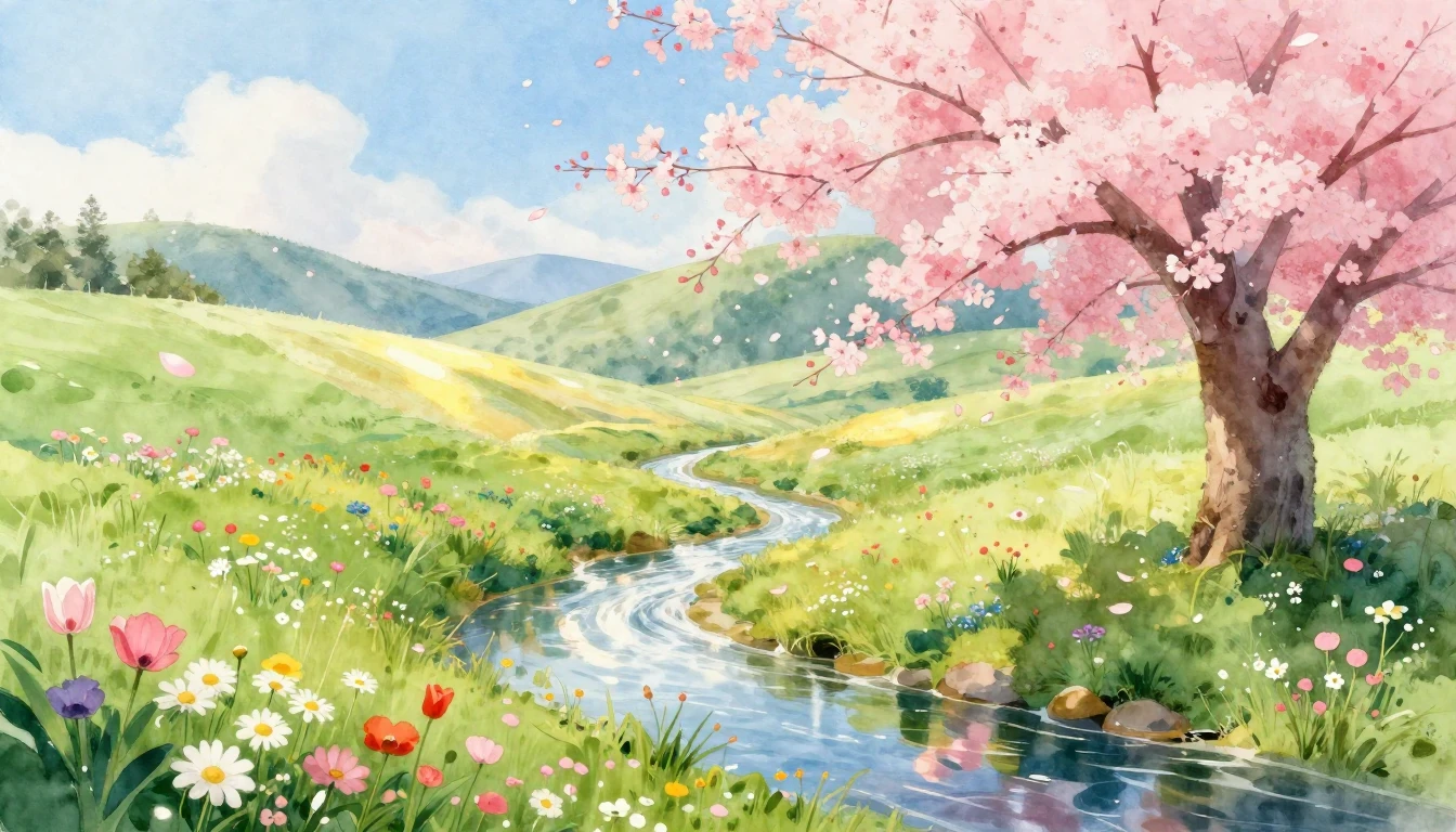 A breathtaking watercolor landscape depicting the arrival of...