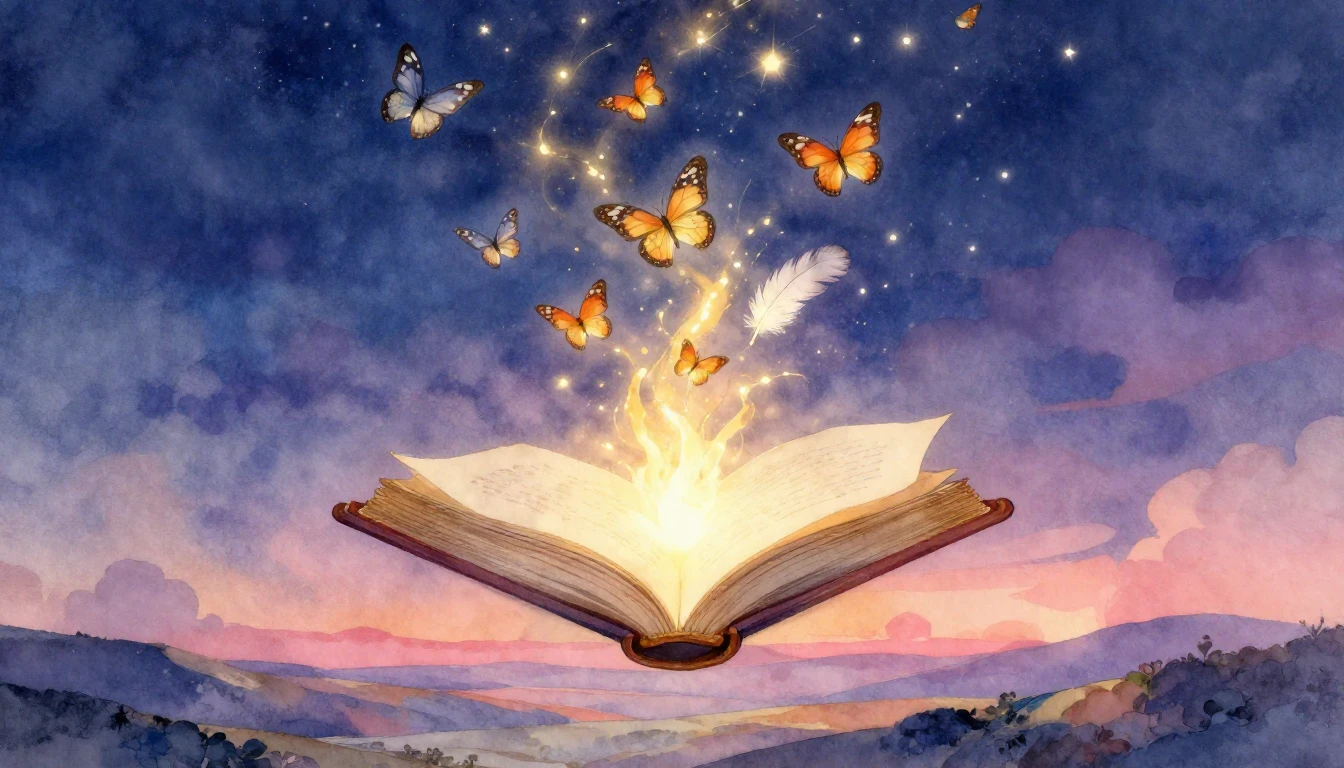 A whimsical and magical watercolor scene featuring an ancien...