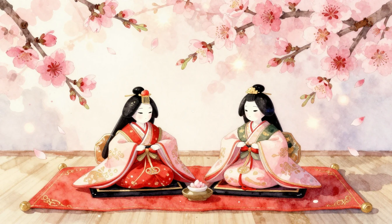 A soft and elegant watercolor illustration depicting a tradi...