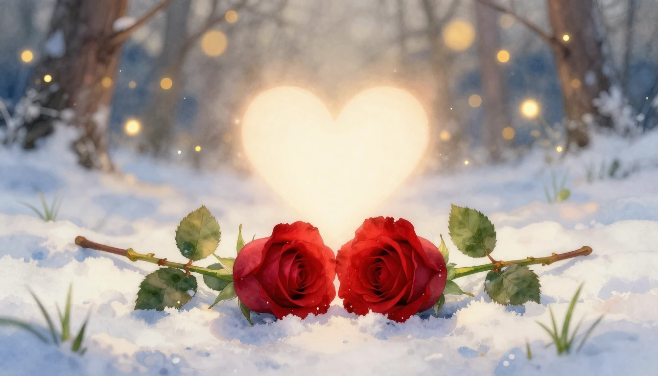 A whimsical and romantic watercolor painting depicting two i...