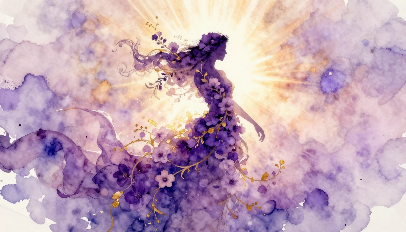 An artistic and ethereal watercolor painting representing In...