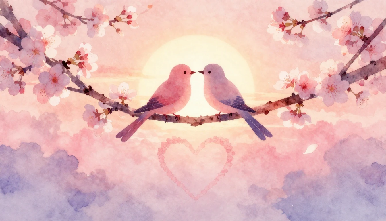 A soft and romantic watercolor composition symbolizing etern...