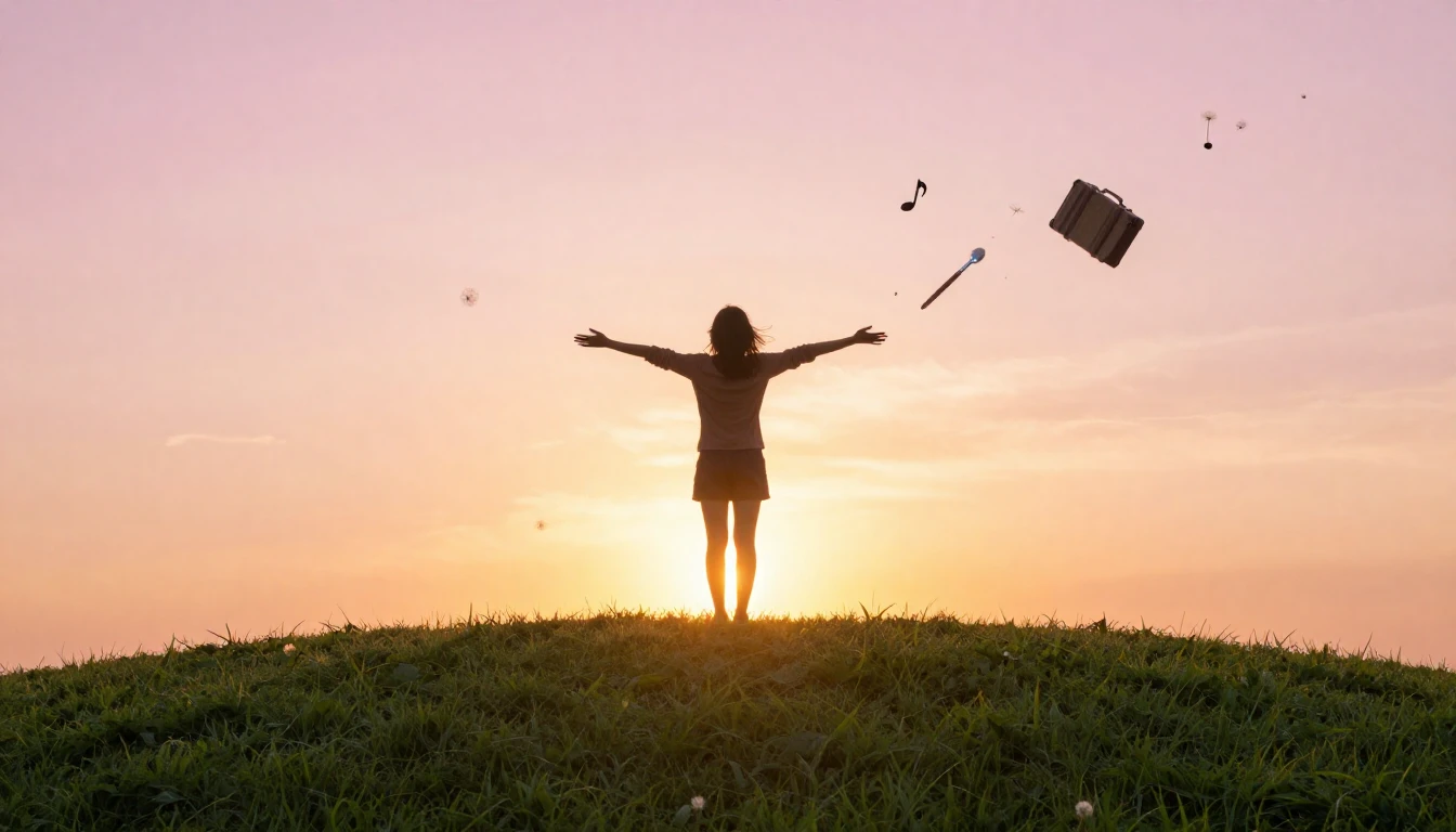 A serene and uplifting scene representing solitude and freed...