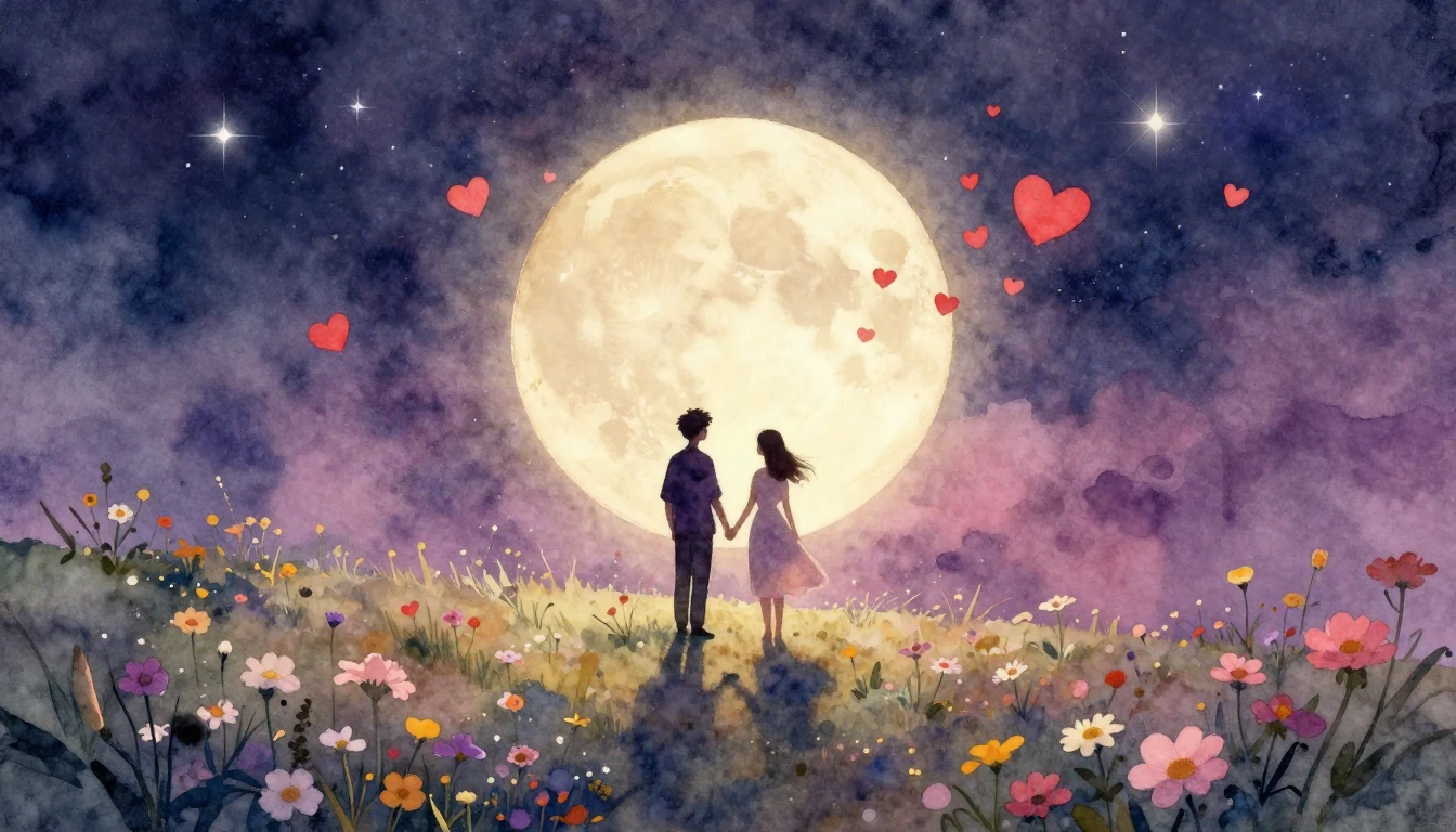 A soft and romantic watercolor painting depicting a magical ...