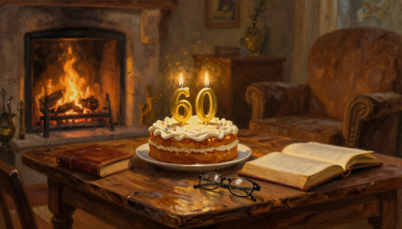 An oil painting depicting a warm and nostalgic scene celebra...