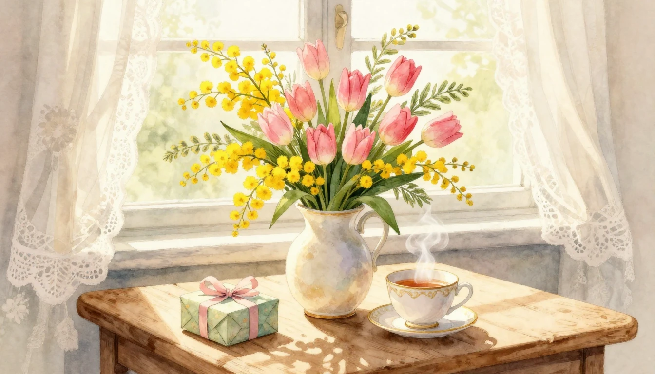 A gentle and heartwarming watercolor illustration celebratin...