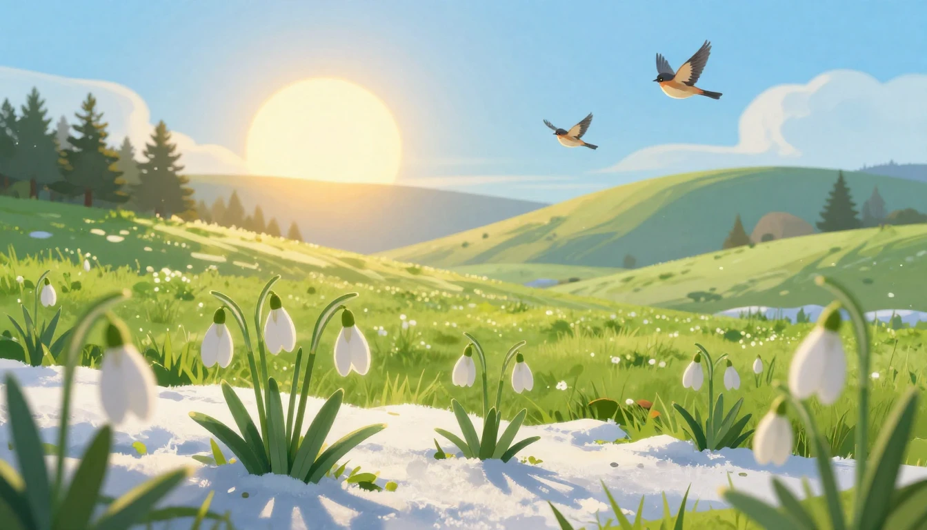 A joyful and vibrant illustration of early spring awakening....