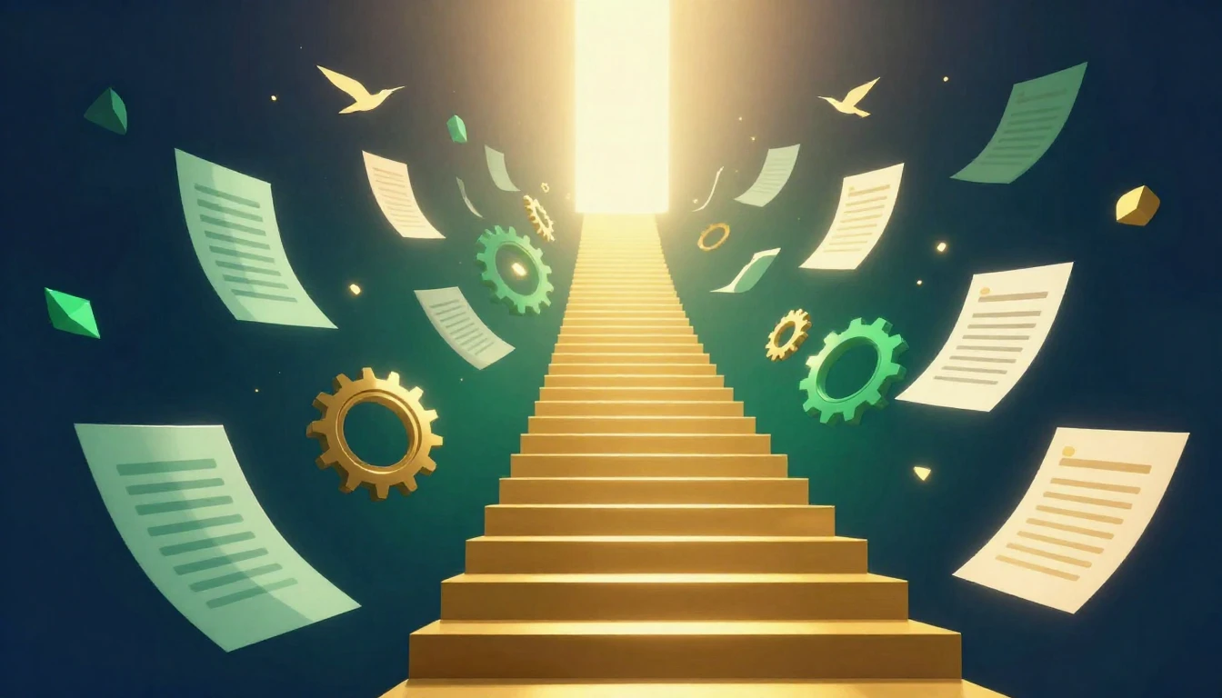 A conceptual digital art illustration symbolizing career gro...