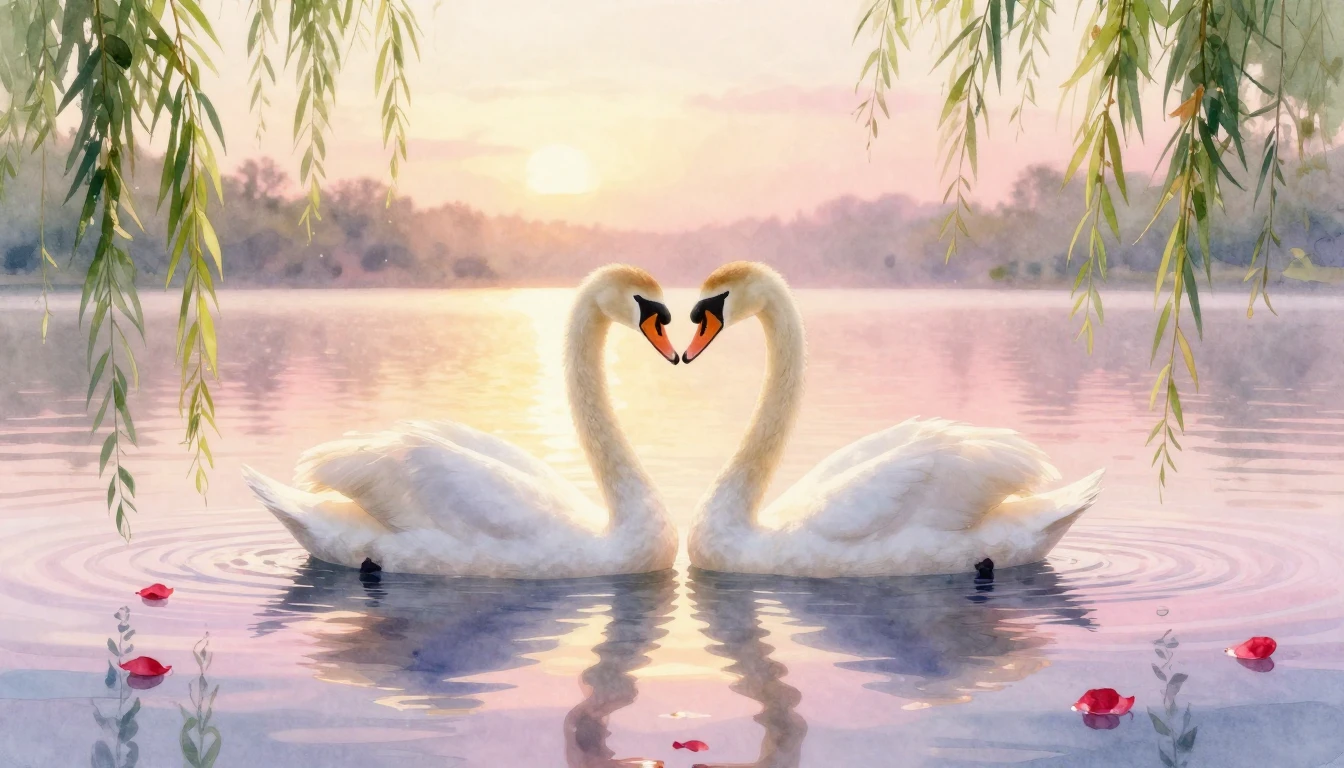 A dreamy and soft watercolor painting symbolizing eternal ro...