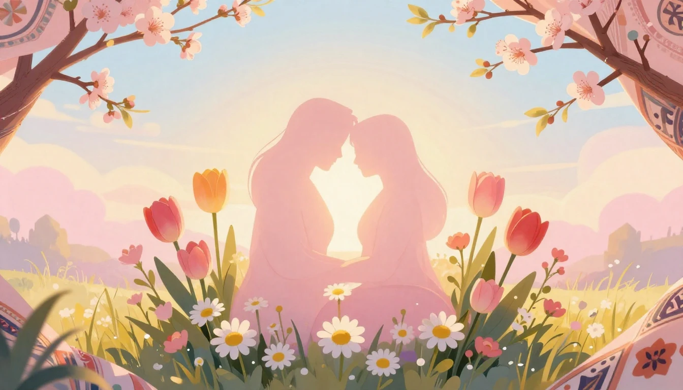 A warm and gentle illustration depicting a loving atmosphere...