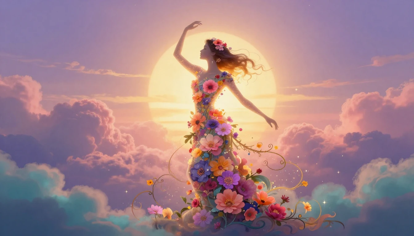 A conceptual and ethereal illustration symbolizing female em...