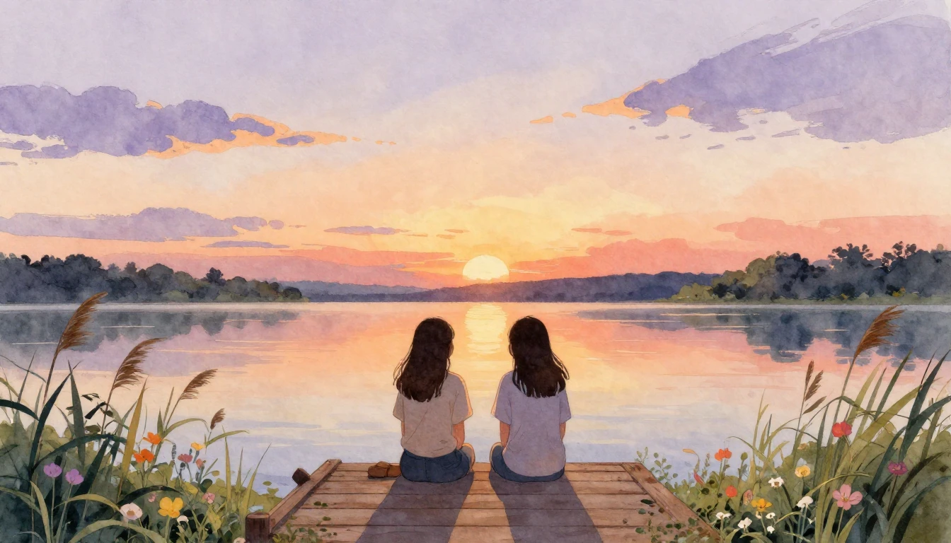 A heartwarming watercolor illustration depicting a scene of ...