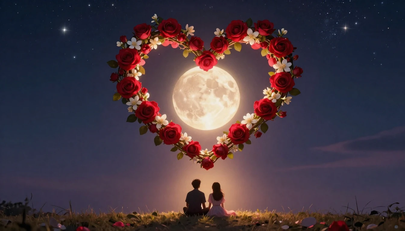 A dreamy and soft composition featuring a large, glowing hea...