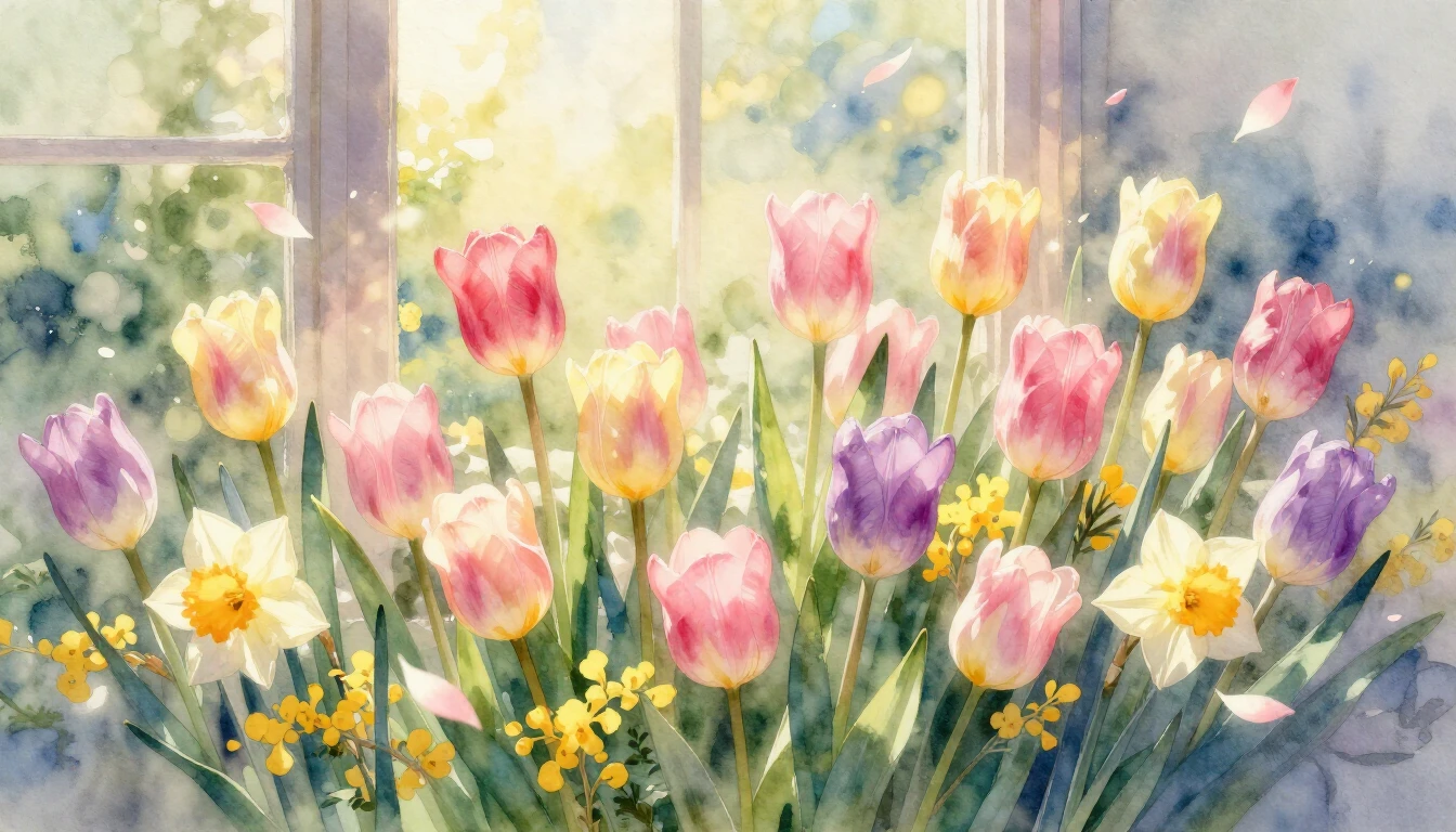 A soft and ethereal watercolor painting depicting the arriva...