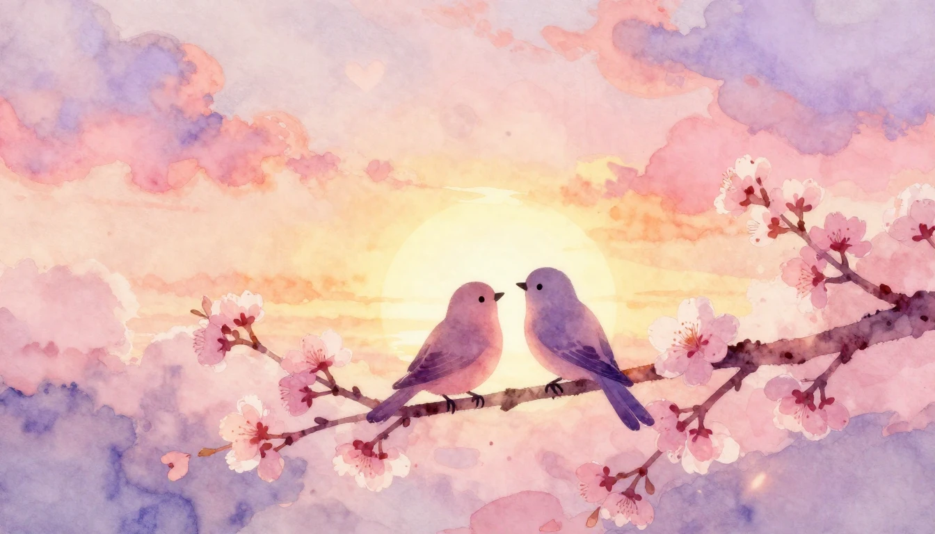A soft and dreamy watercolor painting representing eternal l...
