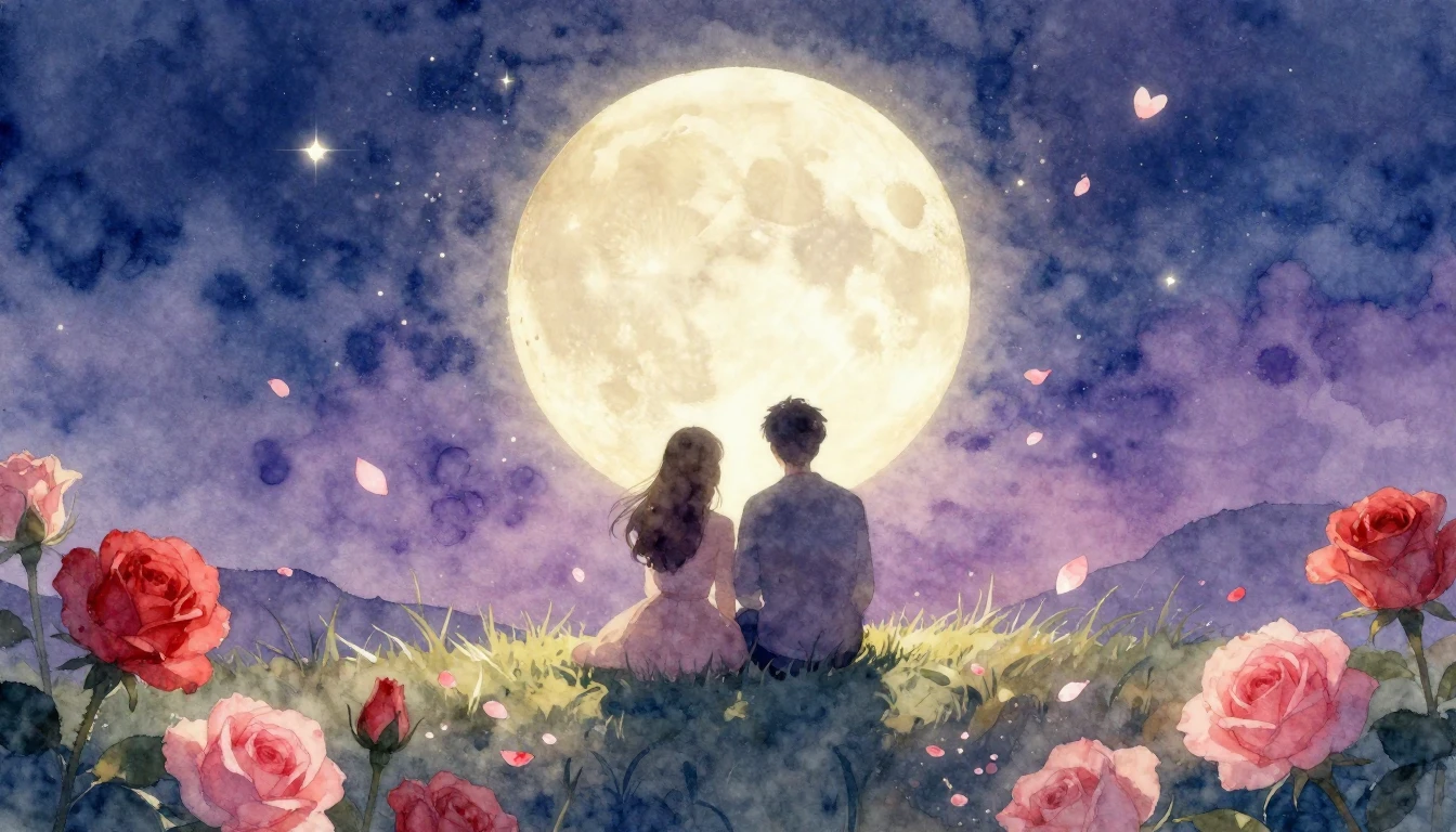 A dreamy and romantic watercolor painting depicting the esse...