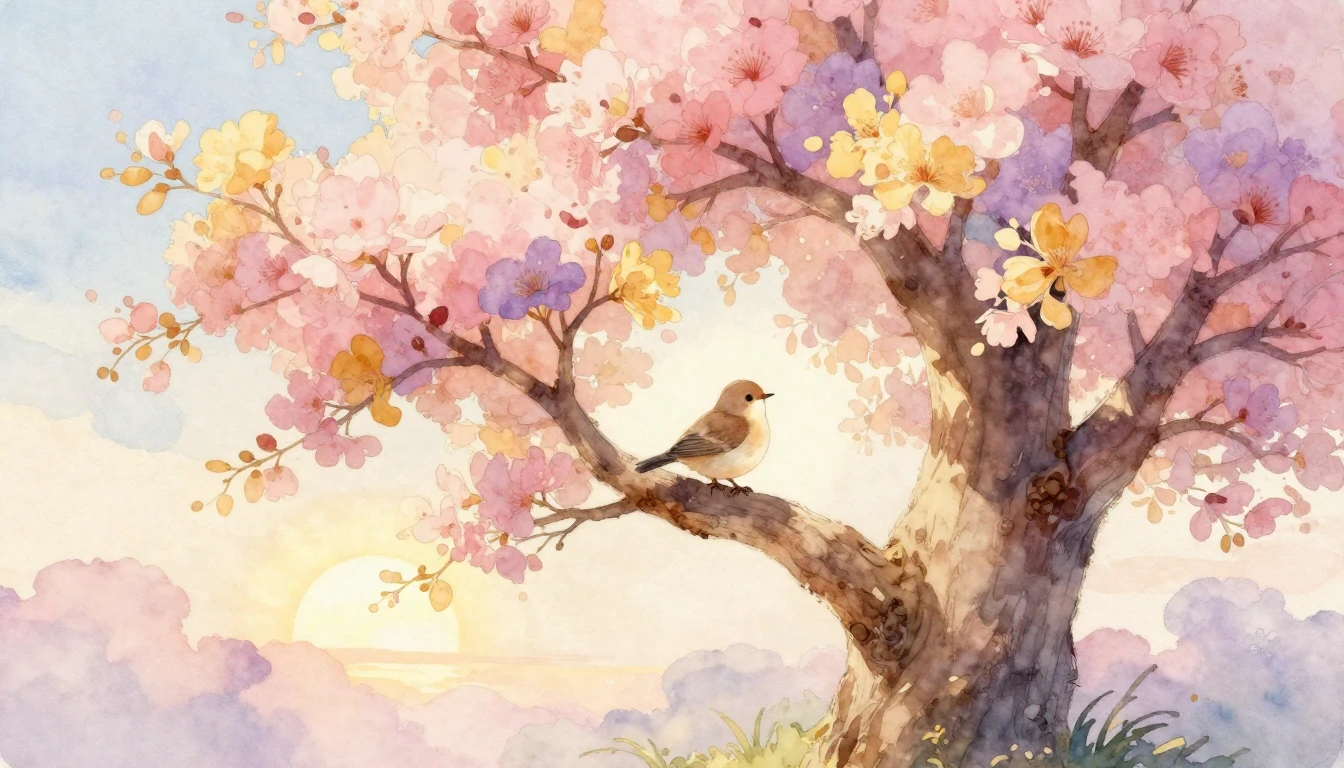 A gentle, heartwarming watercolor painting symbolizing a mot...