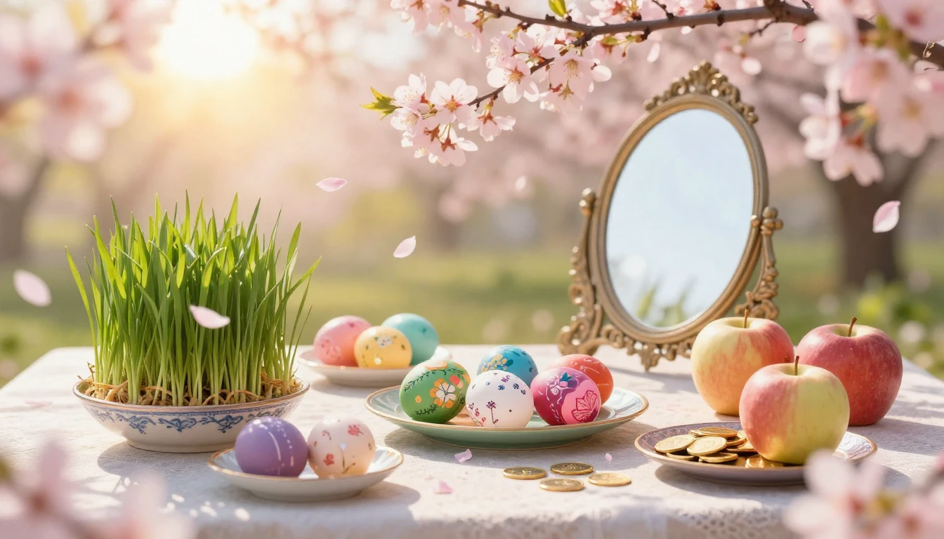 A beautiful and vibrant depiction of Spring and Nowruz celeb...