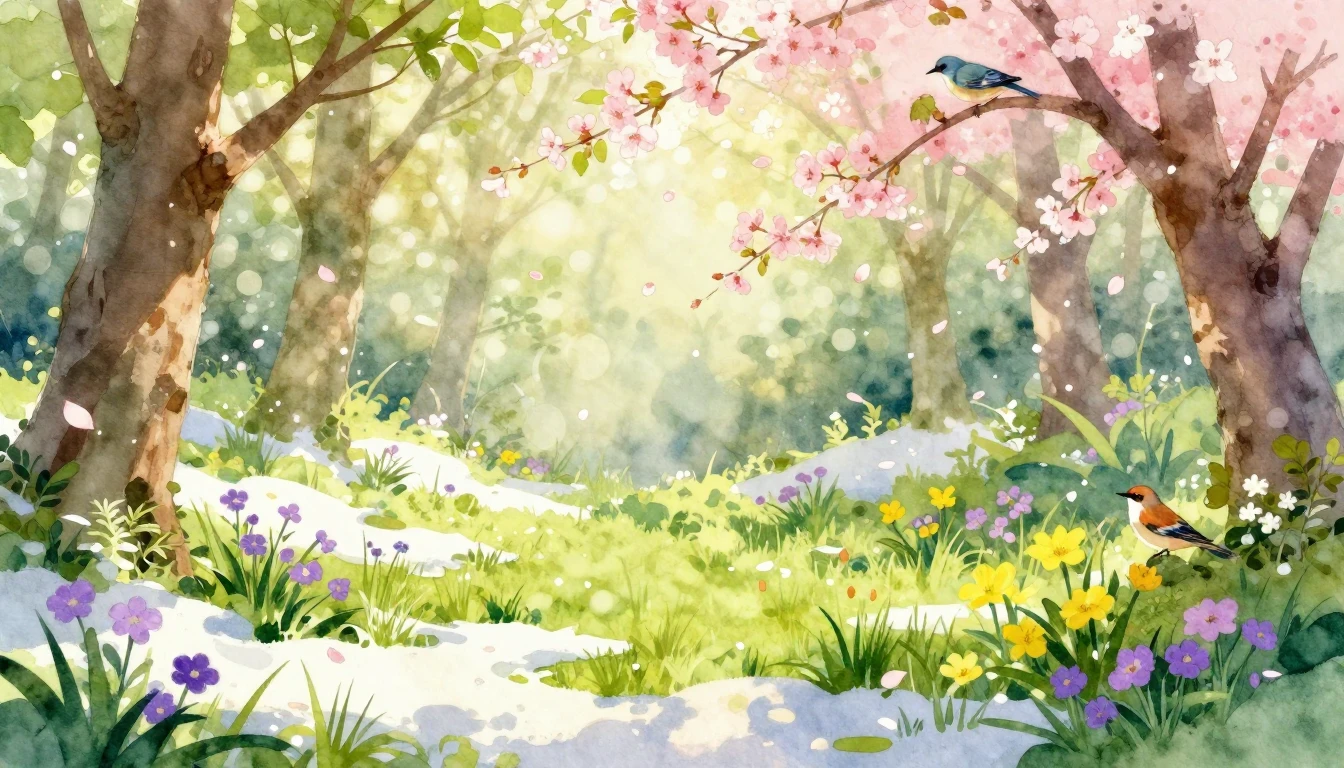 A vibrant and soft watercolor painting depicting the arrival...