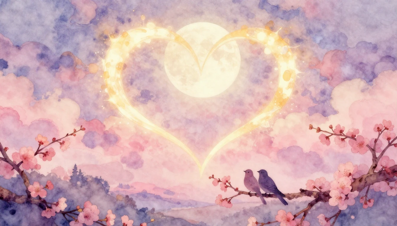 A soft and romantic watercolor painting symbolizing eternal ...