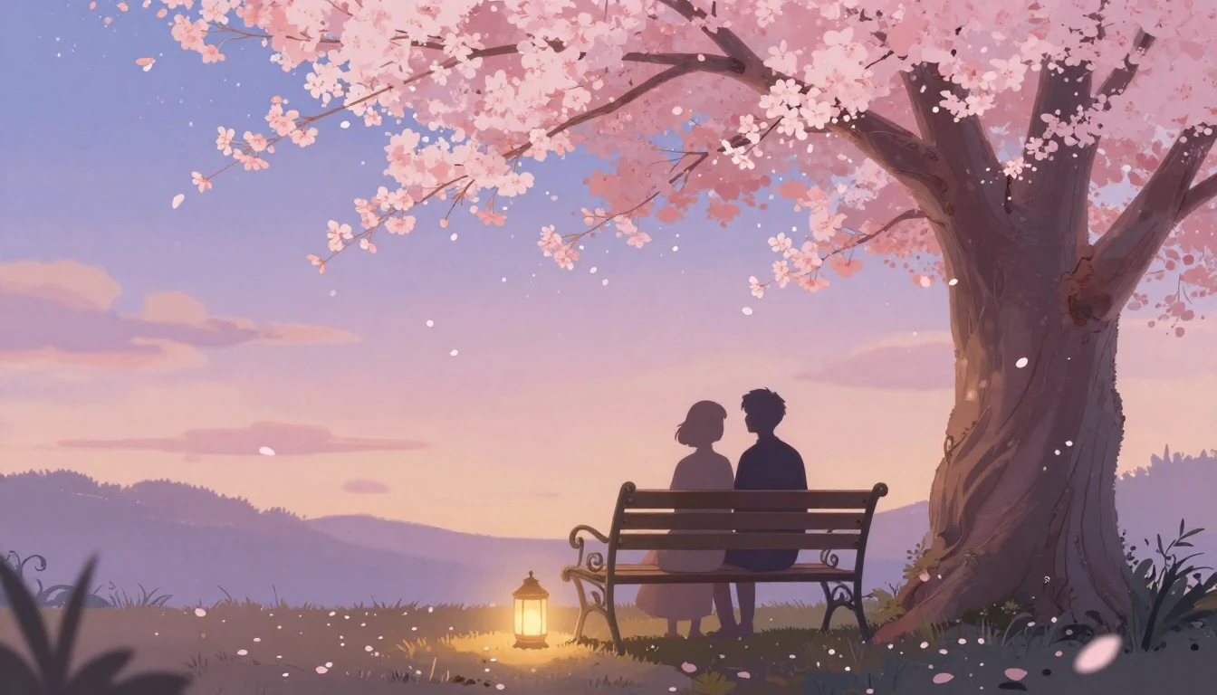 A dreamy and soft illustration depicting a romantic evening ...