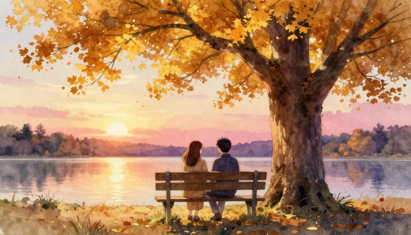 A heartwarming and artistic watercolor painting depicting tw...