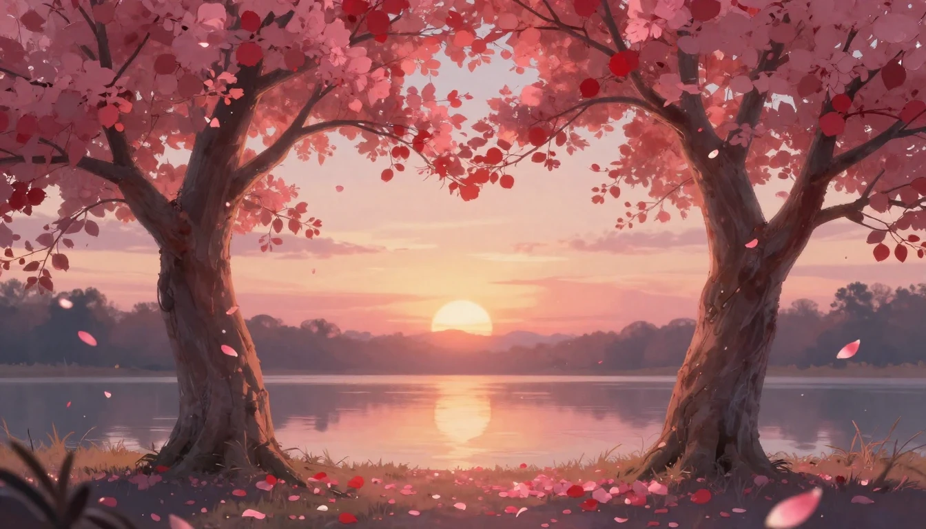 A soft and dreamy romantic composition featuring two intertw...