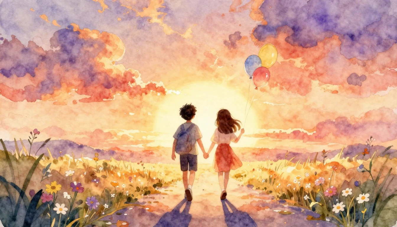 A heartwarming watercolor illustration of two close friends ...