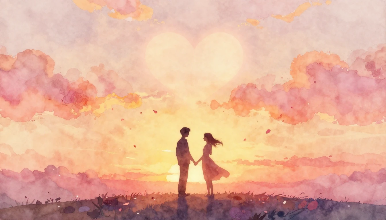 A romantic and ethereal watercolor painting capturing the es...