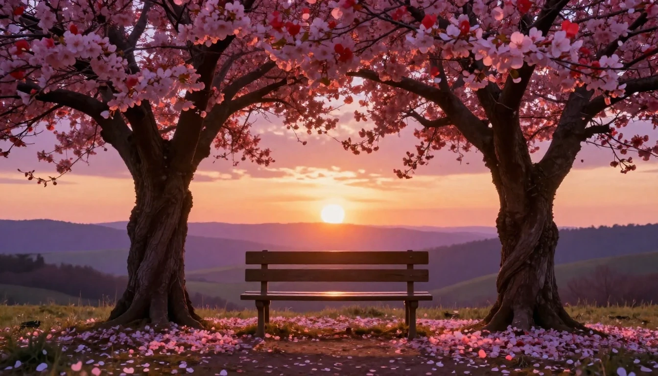 A soft and romantic artistic composition depicting two inter...