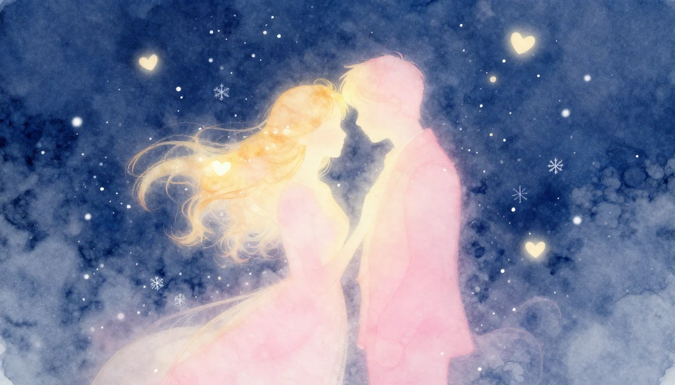 A soft, dreamy watercolor illustration depicting two abstrac...