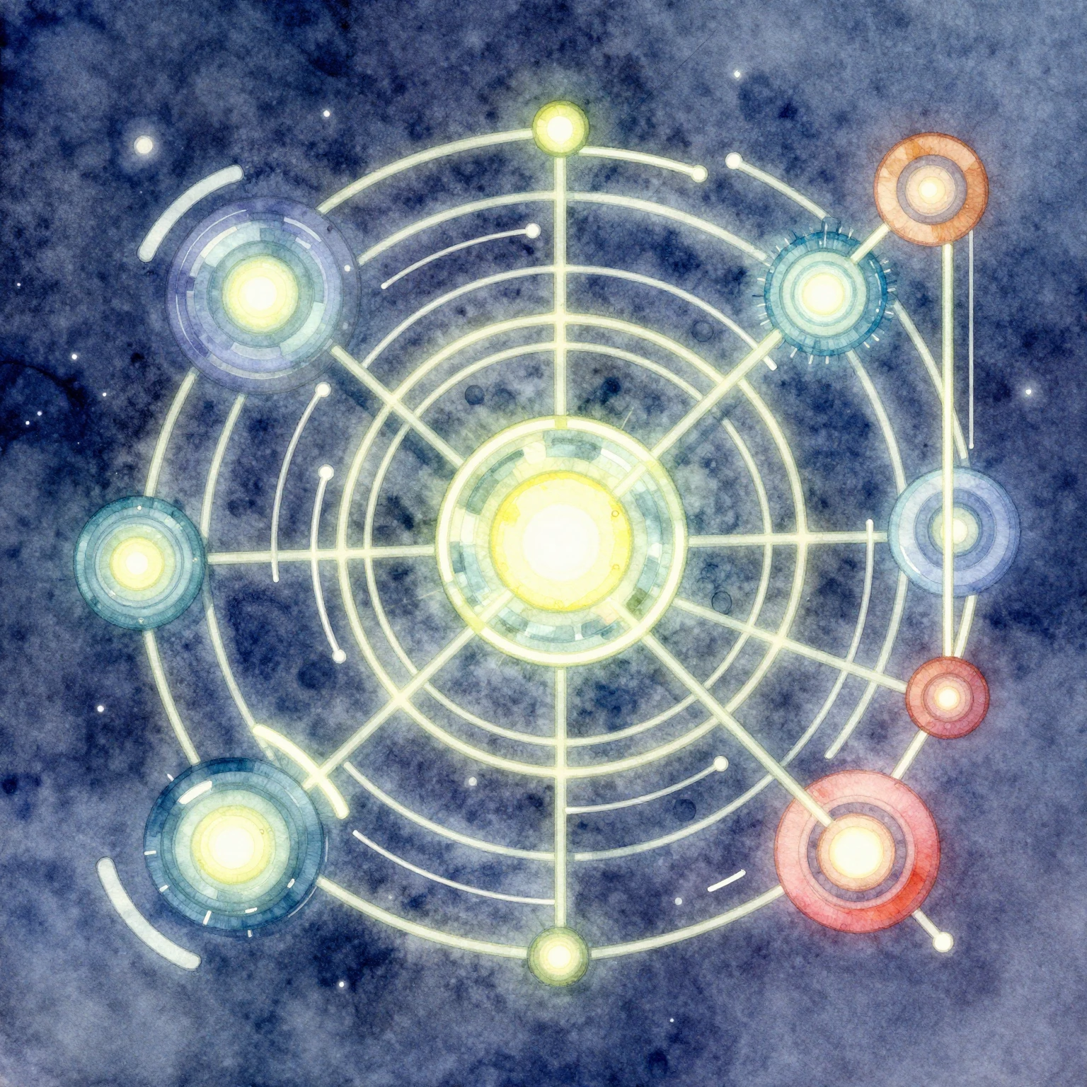 Vibrant watercolor style. A stylized, dynamic illustration o...