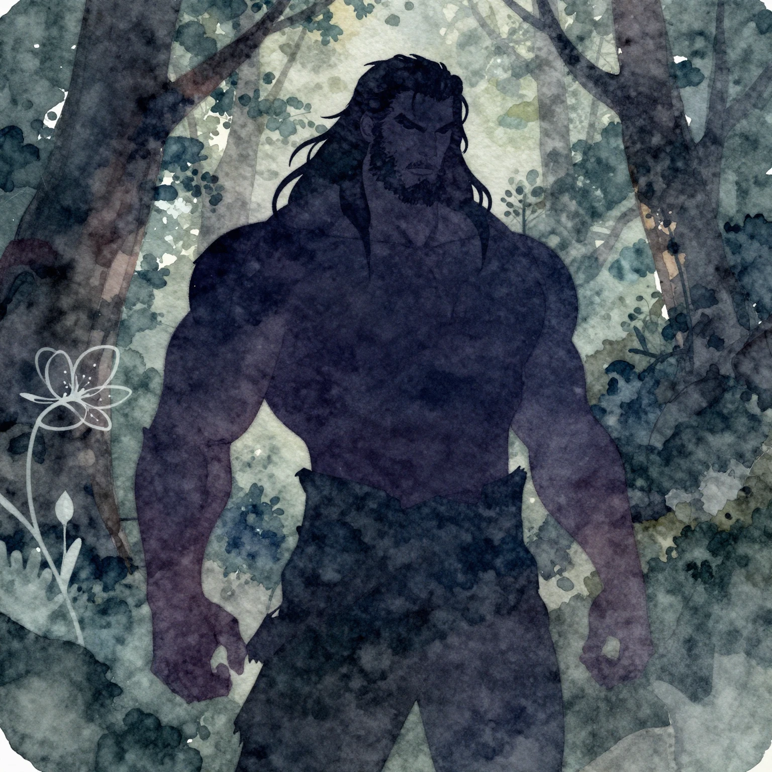 Vibrant watercolor style illustration focusing on the silhou...