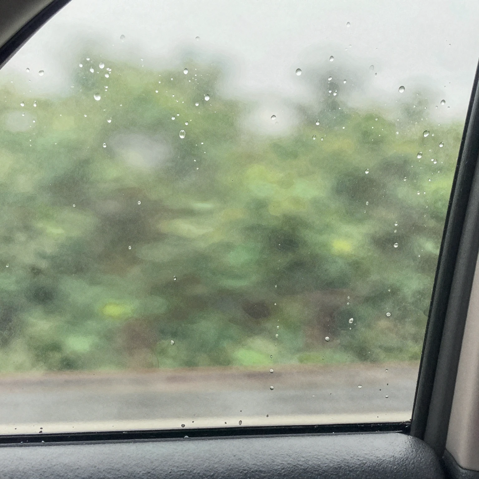 Watercolor painting of a view from inside a car window on a ...