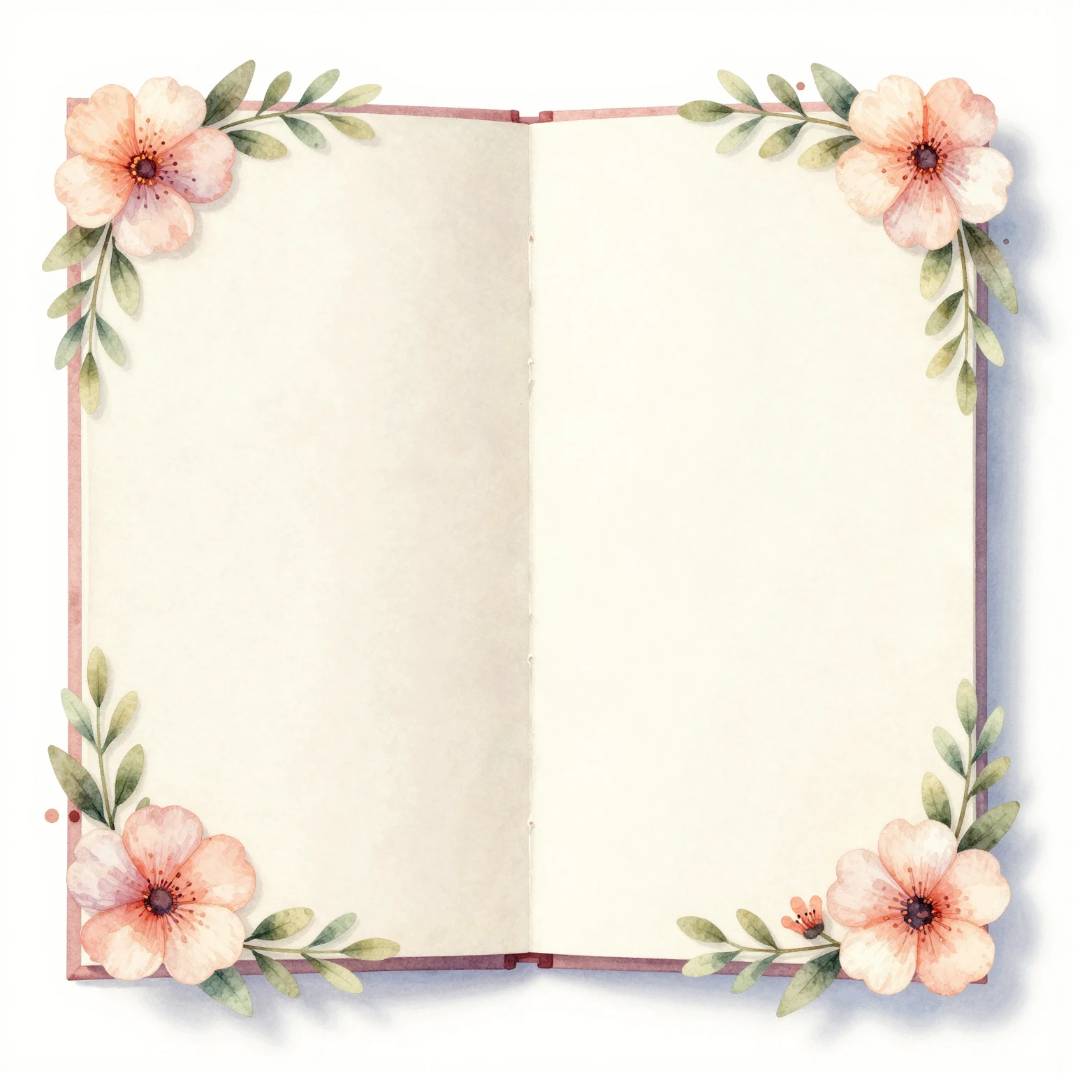 A watercolor illustration of an open birthday card with a fl...