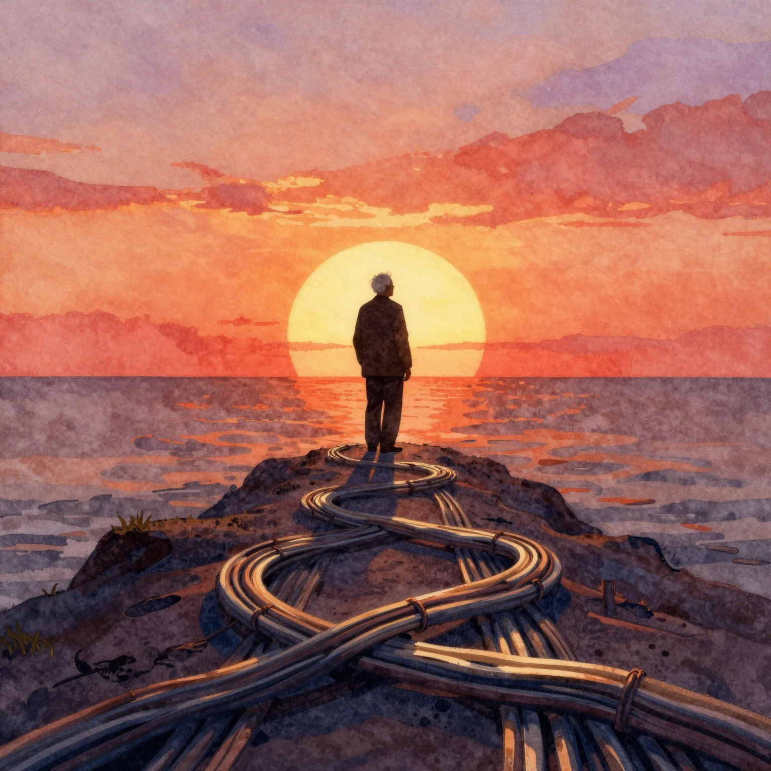 A vibrant watercolor painting in hip-hop album art style. Si...