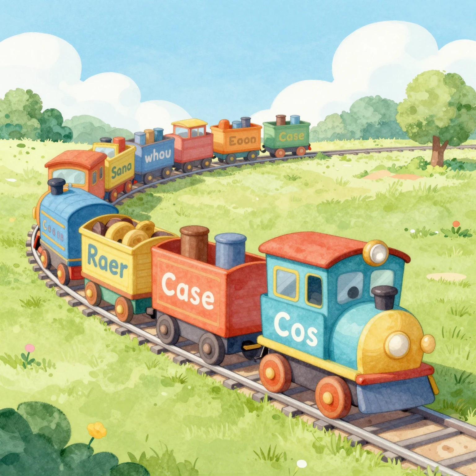 Vibrant watercolor style illustration of a cheerful cartoon ...