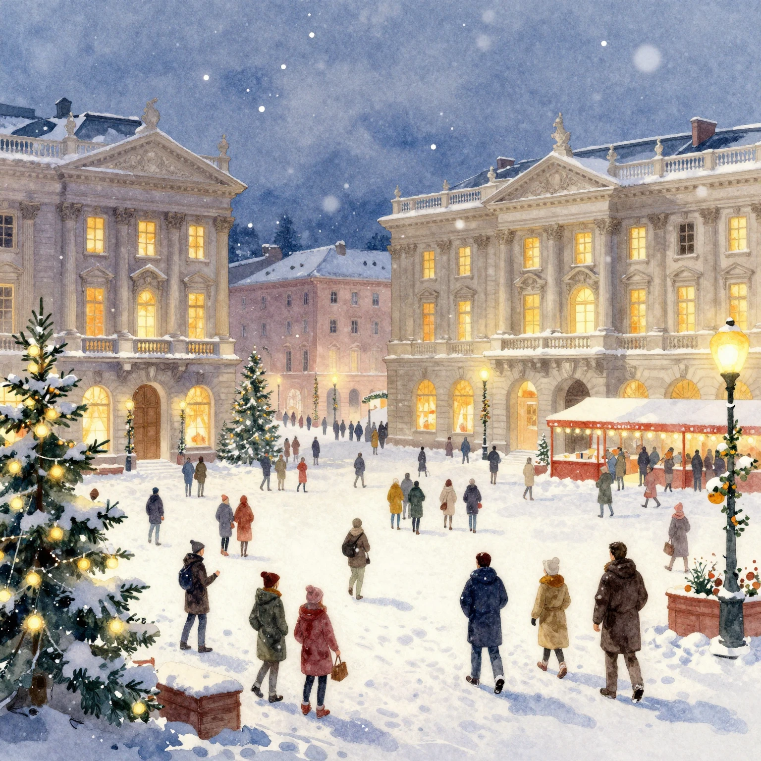 A vibrant watercolor painting in classical art style of a fe...