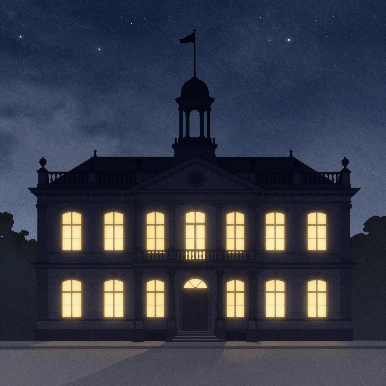 A minimalist silhouette of a classic 19th-century medical bu...