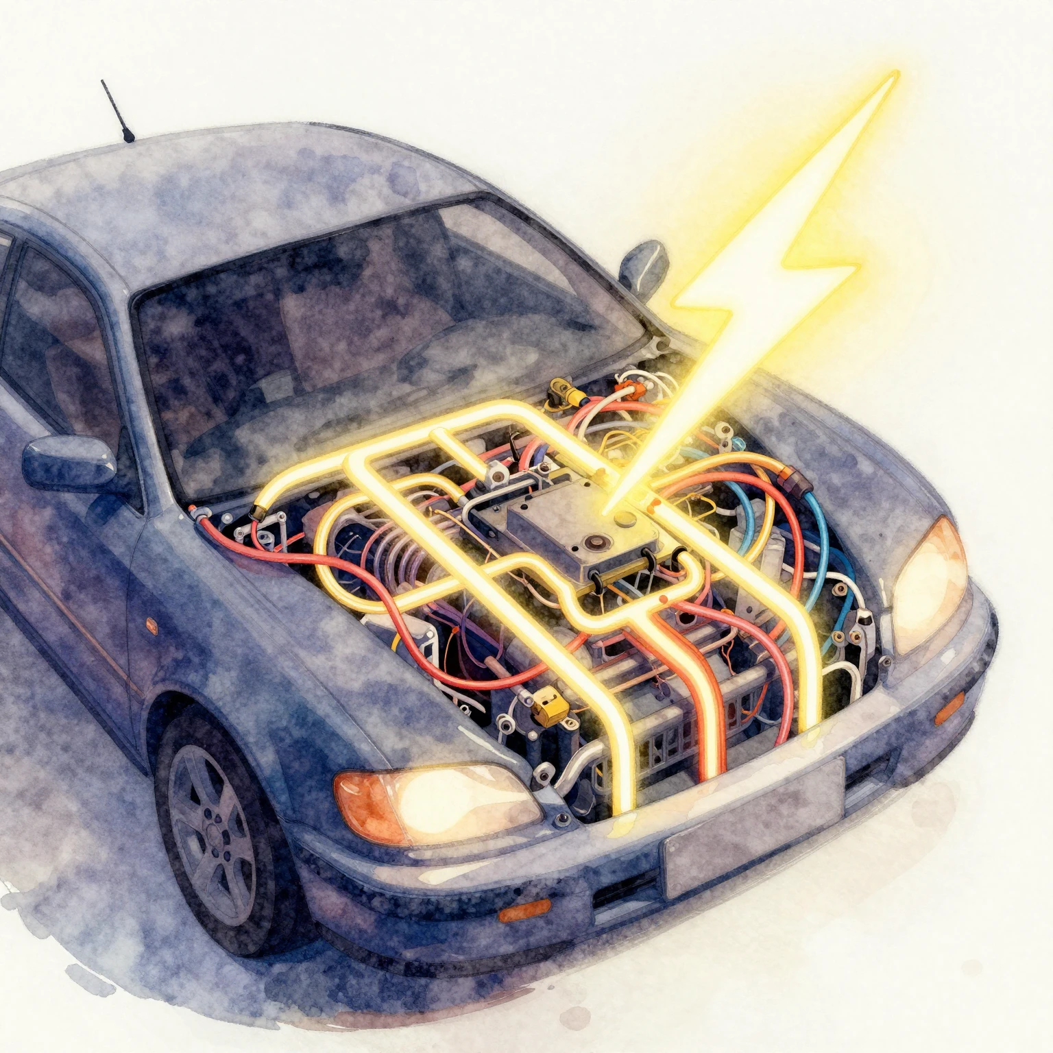 Vibrant watercolor style. A stylized, dynamic illustration o...