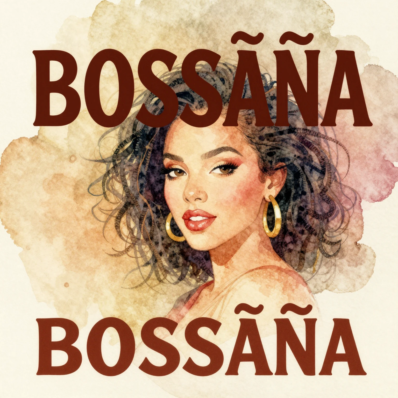 Vibrant watercolor illustration in Bossanova album art style...