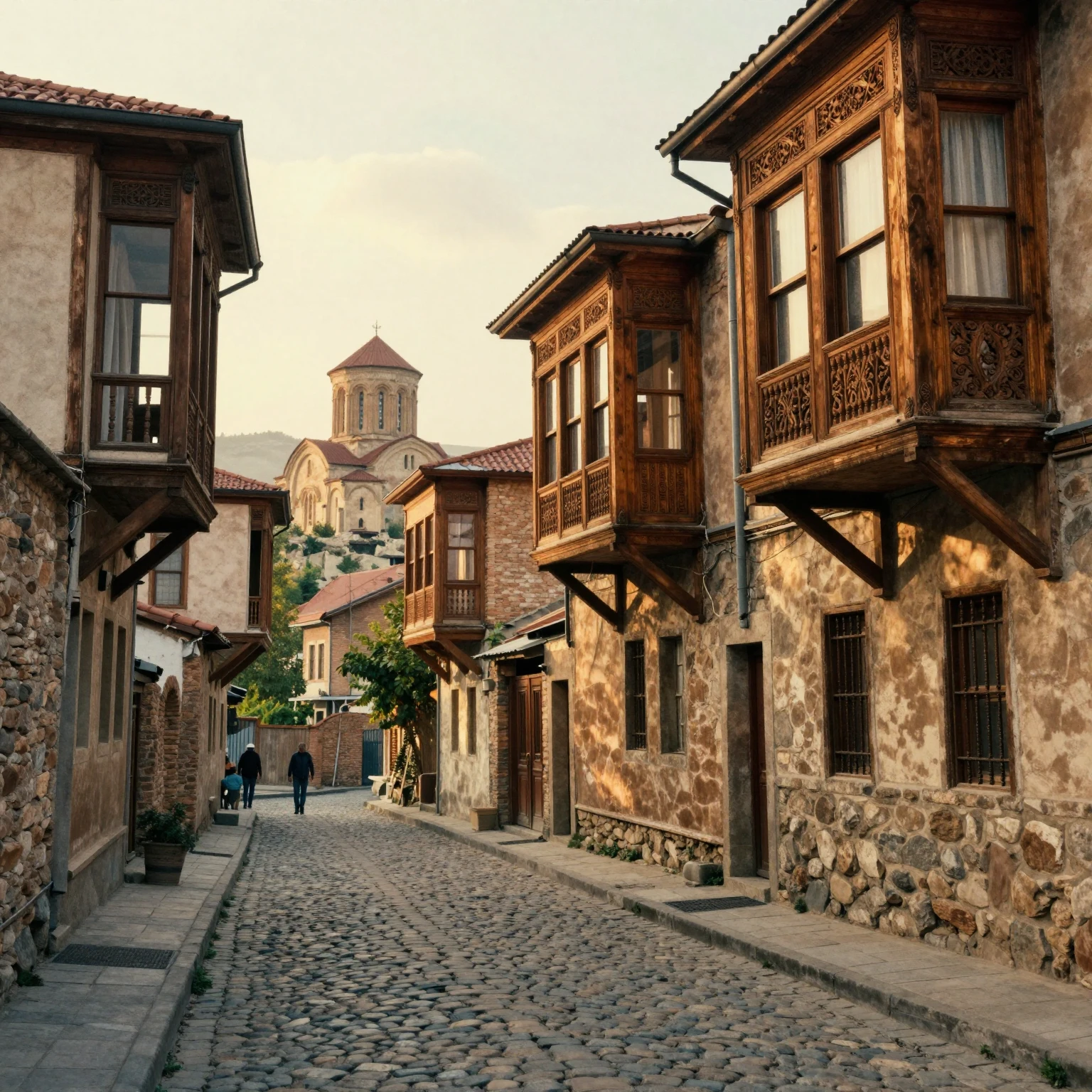 A vintage photography scene of old Tbilisi, Avlabari distric...